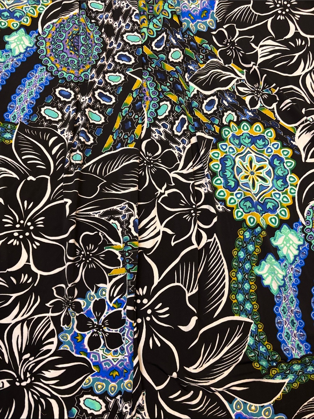 RN Studio By Ronnie Nicole embellished beaded black and teal floral maxi Size 14 - Picture 10 of 17